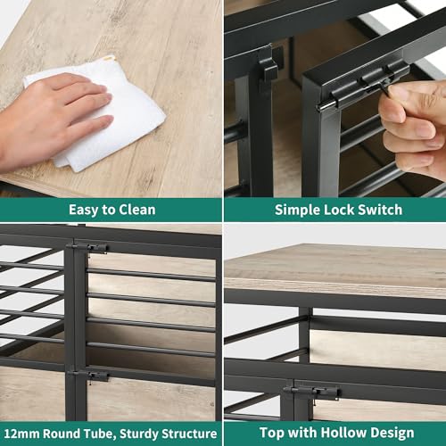 YITAHOME 39 Inch Dog Crate Furniture with Storage Shelves, Wooden Dog Crate for Large Dogs with Power Outlets