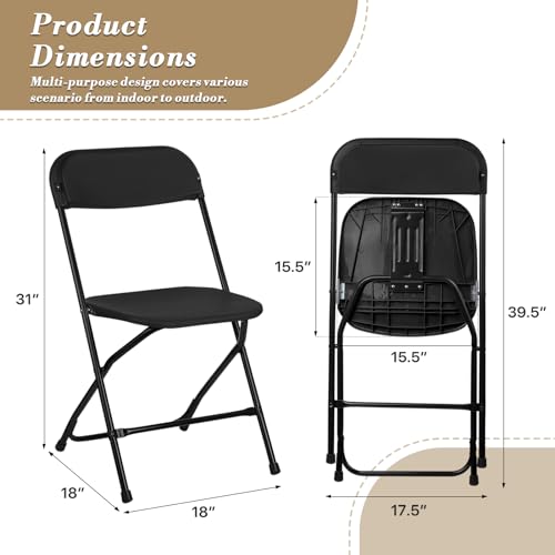 Athena Collection Red Plastic Folding Chairs for Adults, 10 Pack