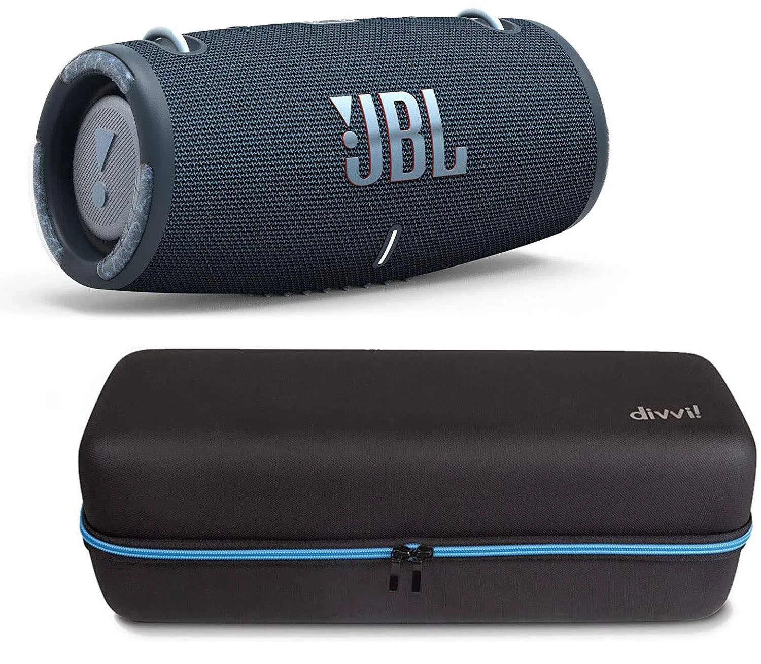JBL Xtreme 3 Blue Portable Bluetooth Speaker w/divvi! Hardshell Case Kit