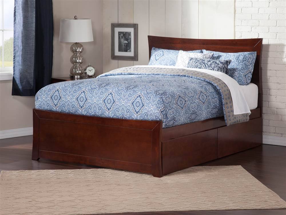 Atlantic Furniture Metro Caramel Queen Bed with Matching Foot Board and 2 Urban Drawers