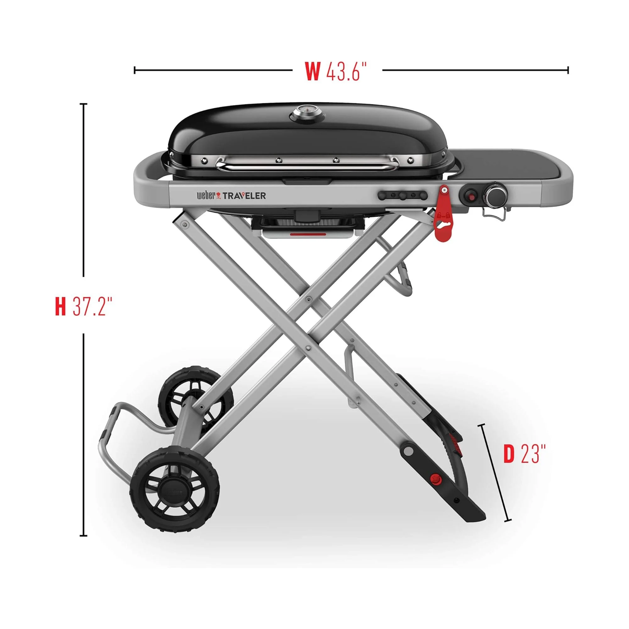 Weber Traveler Portable Propane Gas Grill, Black