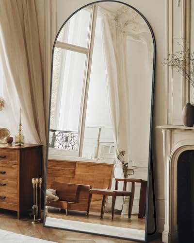 Full Length Mirror, 76"x34" Arched Floor Mirror Freestanding, Floor Standing Full Body Mirror with Stand for Bedroom