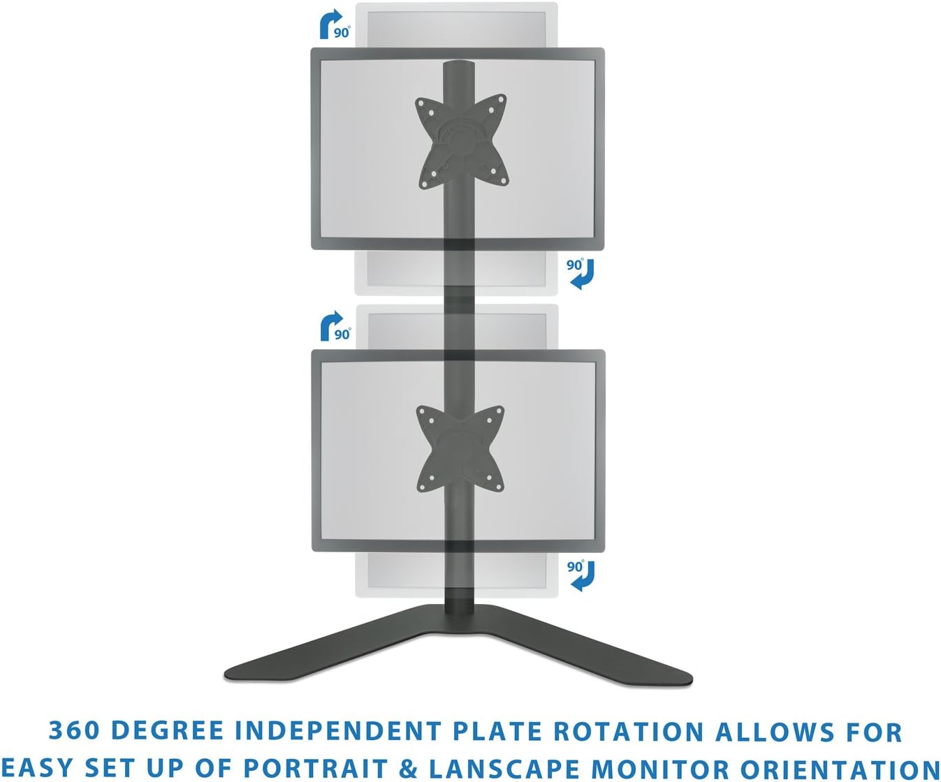 Mount-It! Dual Monitor Stand | Vertical Stack Free Standing Desk Mount | Adjustable Height for Computer Monitor Screens Up To 27 Inches