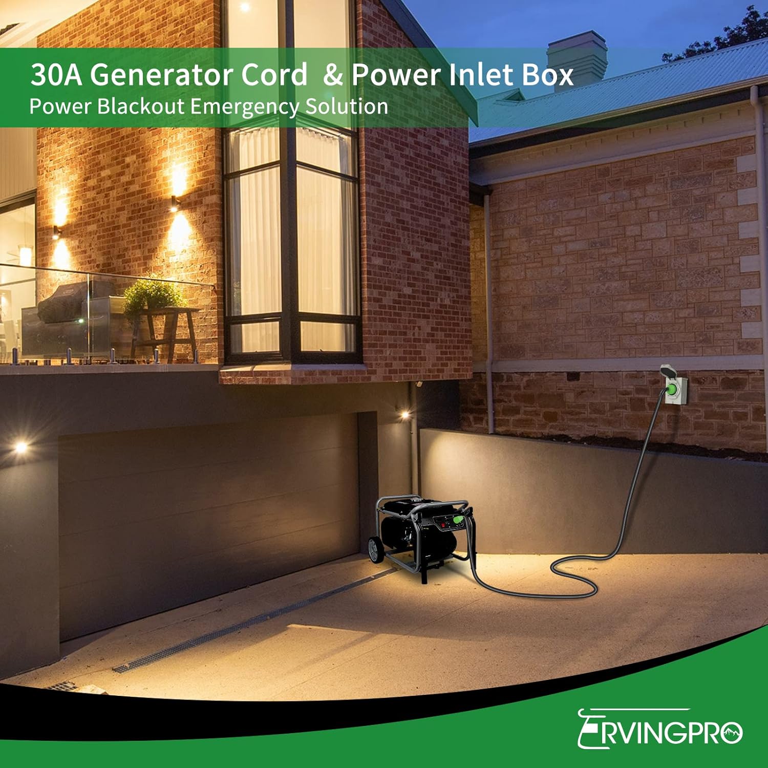 RVINGPRO 30 Amp Generator Cord 15FT and Generator Inlet Box Waterproof Combo Kit, NEMA L14-30 Generator Cord 30 Amp 4 Prong with Power Inlet Box