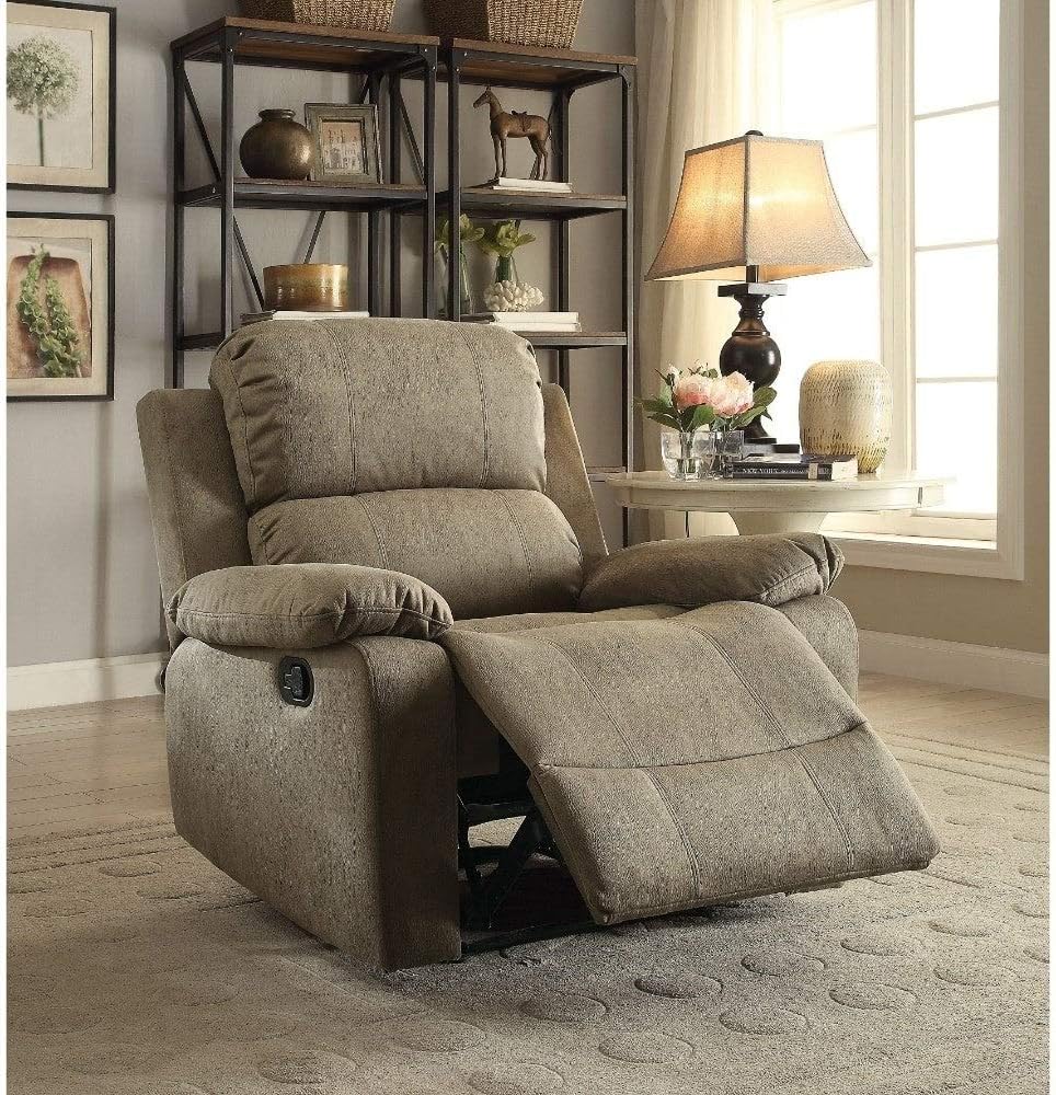 Benjara Benzara Metal Recliner with Pillow Top, Brown