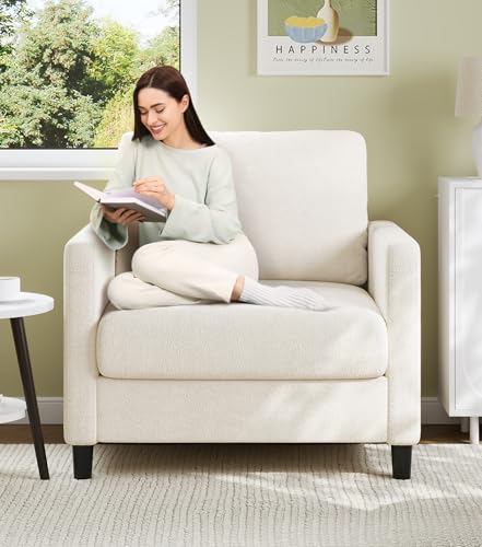 Sofa Accent Chair, 33" Reading Chair for Bedroom, Tool-Free Setup Living Room Accent Chairs, Comfy Arm Chairs Living Room, All-Wood Reading Nook