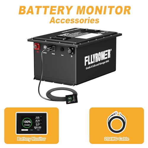FLLYROWER 12V Lithium Battery 100AH With BMS and 16500 Deep Cycles 12V 100AH Lifepo4 Battery Grade A Cells for Marine Trolling Motor RV camping Solar