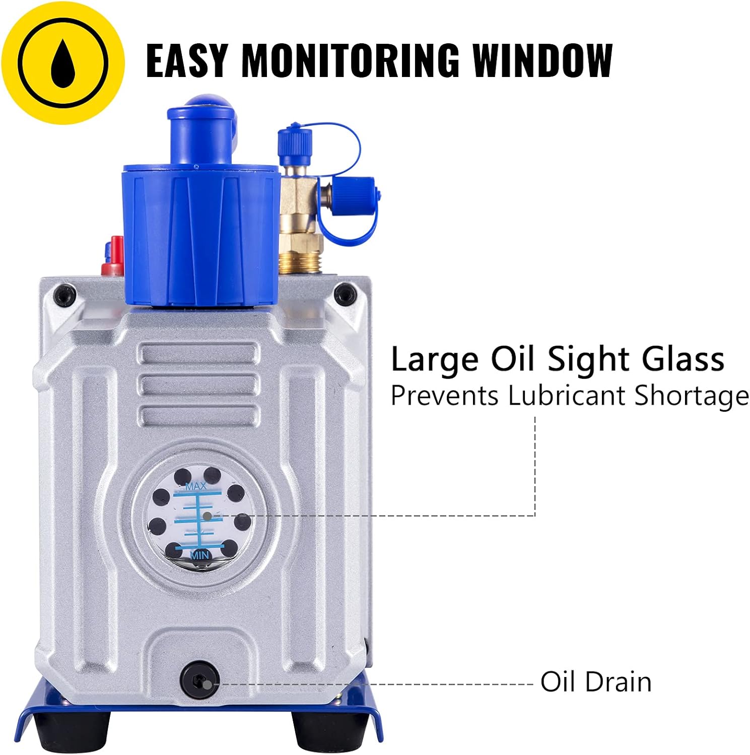VEVOR Vacuum Pump 12 CFM 1 HP Double Stage Air Conditioning Vacuum Pump 110V Ultimate Vacuum Refrigerant HVAC Air Tool for Automobile Reparation
