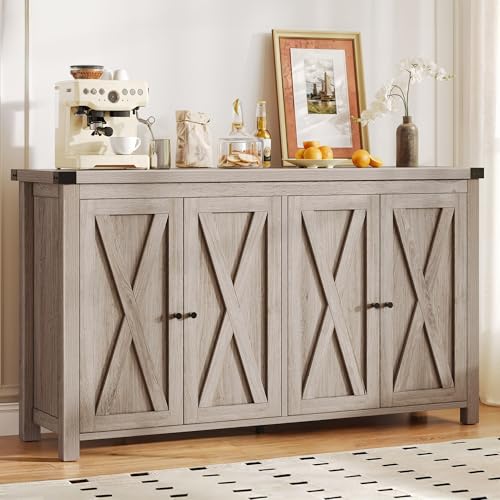 DWVO 55'' Sideboard Buffet Cabinet with Storage, Farmhouse Kitchen Storage Cabinet with Doors