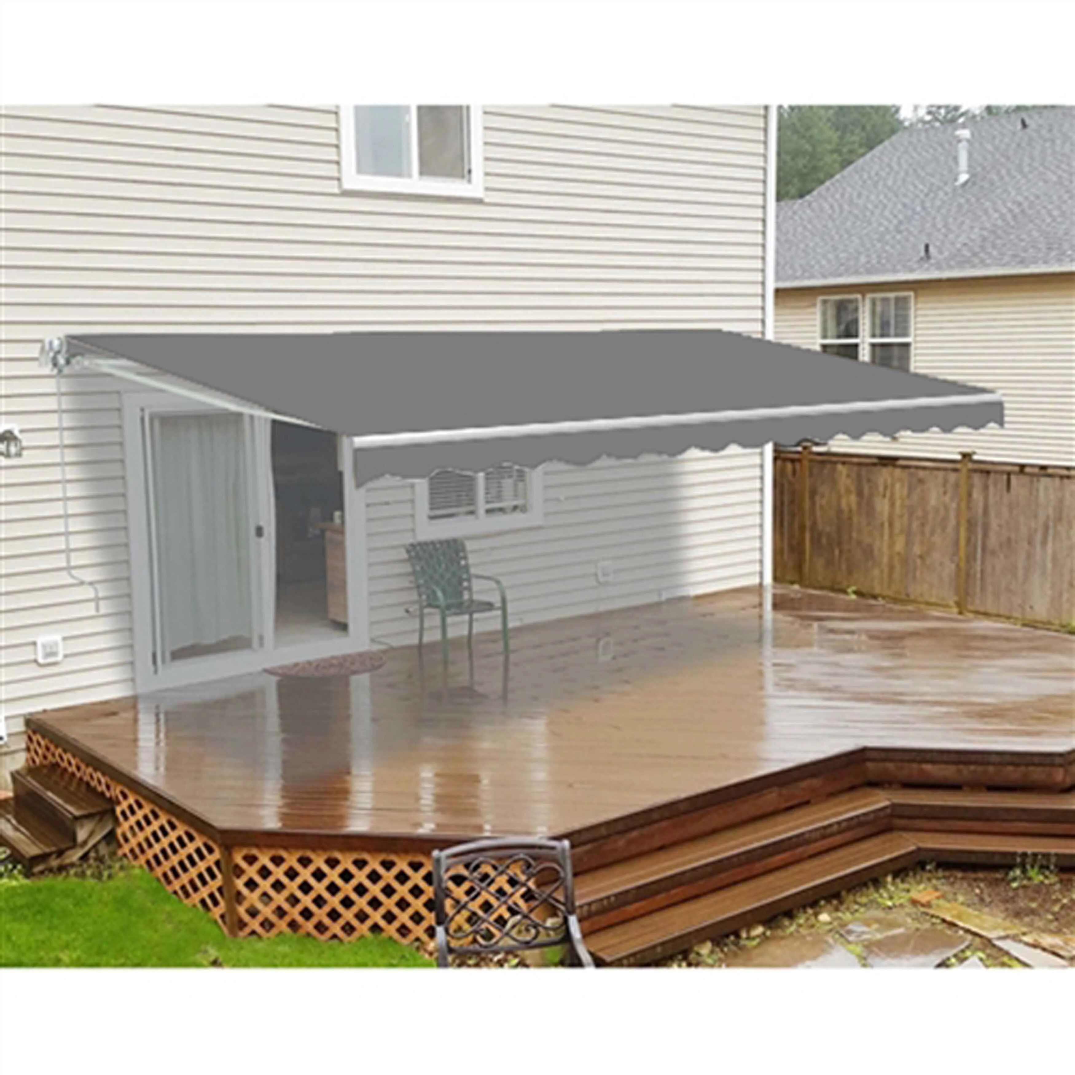 ALEKO 13' x 10' Motorized Retractable Patio Awning Canopy, Gray Color