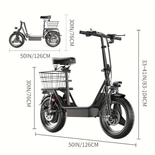 500W Electric Scooter for Adults, 36V 13AH/48V 15Ah Battery, 20-25MPH, 20-30 Miles Range, Shock Absorbers, Rear Basket/Box