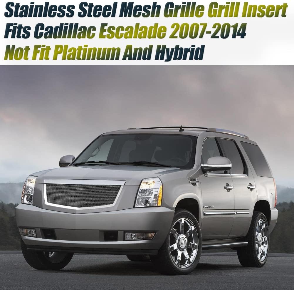 Stainless Steel Mesh Grille Chrome Grill Insert Fits Cadillac Escalade 2007-2014 Not Fit Platinum And Hybrid