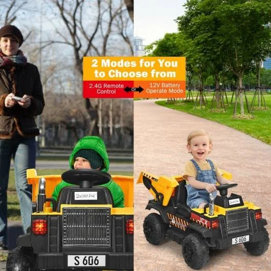 12V Battery Kids Ride on Dump Truck with Electric Bucket