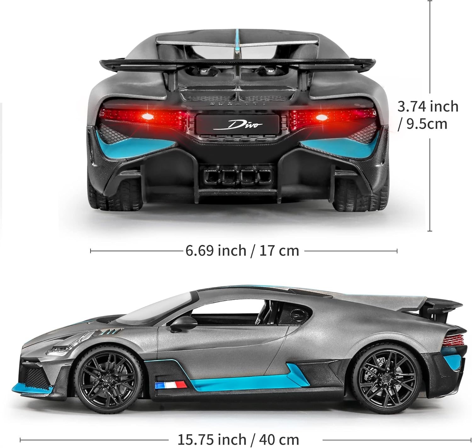 MIEBELY Bugatti Remote Control Car – 1/12 Scale RC Car for Children and Adults – Realistic Bugatti Divo Car with Lights – Detachable Steering Ring