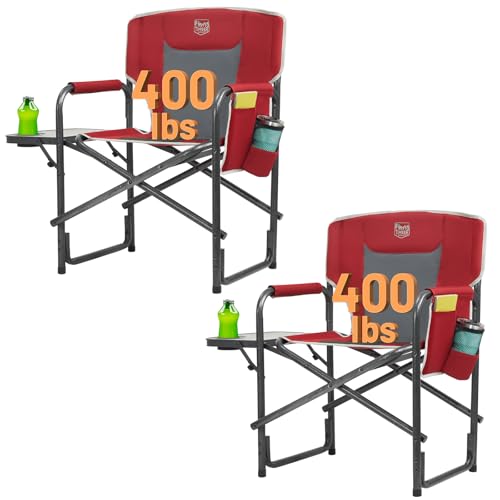 TIMBER RIDGE Folding Rocking Camping Chair, 400lbs Capacity Portable Oversized Outdoor Rocker with Hard Armrests, Cup Holder & Side Pocket