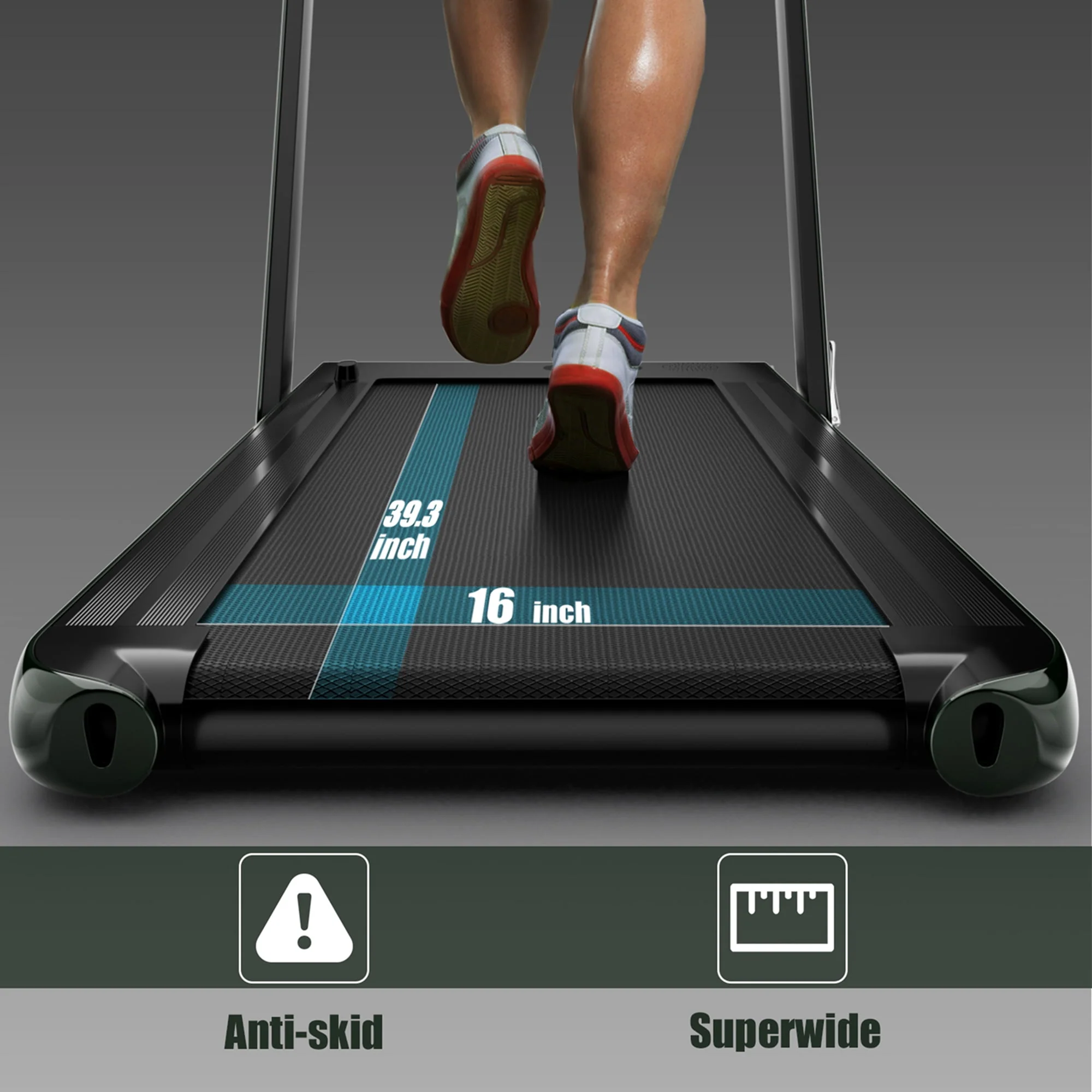 SuperFit Up To 7.5MPH 2.25HP 2 in 1 Single Display Screen Folding Treadmill W/ APP Control Speaker Remote Control Blue