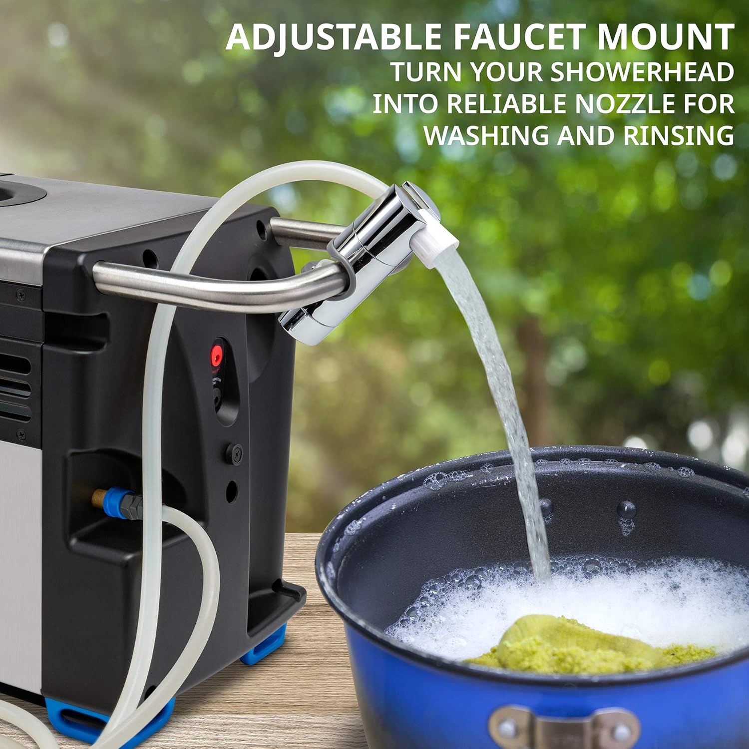 Hike Crew Portable Propane Water Heater & Shower Pump w/Built-in Battery | Compact Outdoor Cleaning & Showering System w/LCD