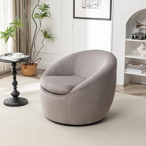 360 Swivel Accent Barrel Chair with Storage Ottoman & Headrest