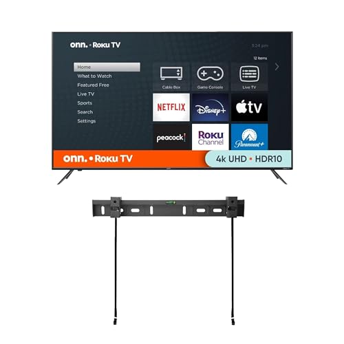 ONN 32-inch Roku Smart TV LED + Free Wall Mount with Wi-Fi Connectivity and Mobile App | Flat Screen TV Compatible with Apple Home Kit | Alexa and