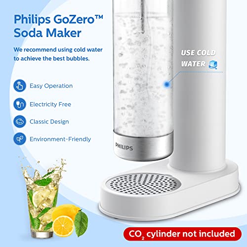 Philips Stainless Sparkling Water Maker Soda Maker Machine for Home Carbonating with BPA free PET 1L Carbonating Bottle