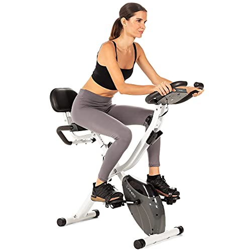 LANOS Workout Bike For Home - 2 In 1 Recumbent Exercise Bike and Upright Indoor Cycling Bike Positions, 10 Level Magnetic Resistance Exercise Bike