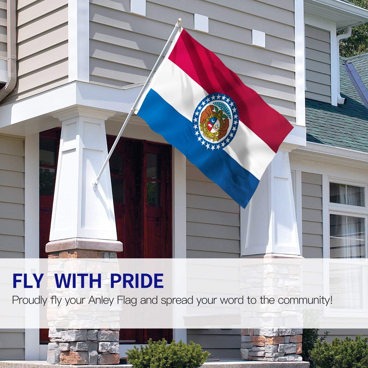 Anley Fly Breeze 3x5 Foot Missouri State Flag - Vivid Color and Fade Proof - Canvas Header and Double Stitched