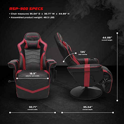 RESPAWN 900 Racing Style Gaming Recliner, Reclining Gaming Chair, in Gray RSP 900 GRY