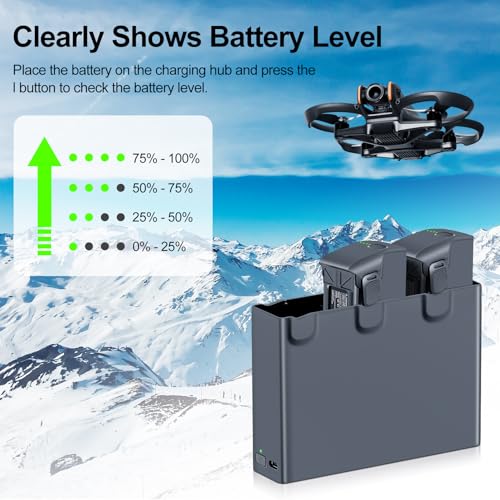 Fantasyo Avata 2 Series Battery 2 Packs 2150mAh and Triple Avata 2 Series Two-Way Charging Hub Kit Compatible with DJI Avata 2 Drone
