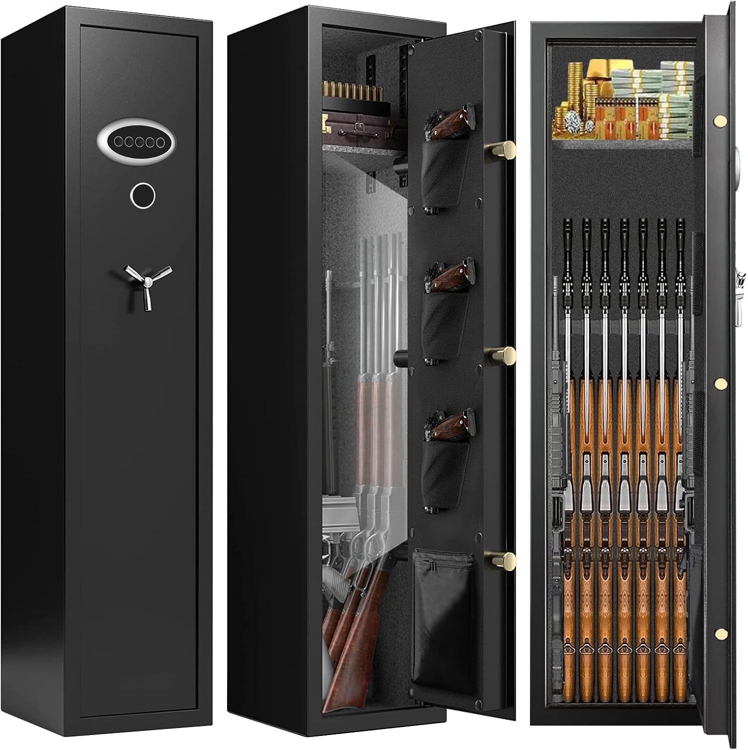 7-8 Extra Large Gun Safes for Home Rifle and Pistols, Heavy Duty Anti-Theft Gun Safes for Rifles and Shotguns