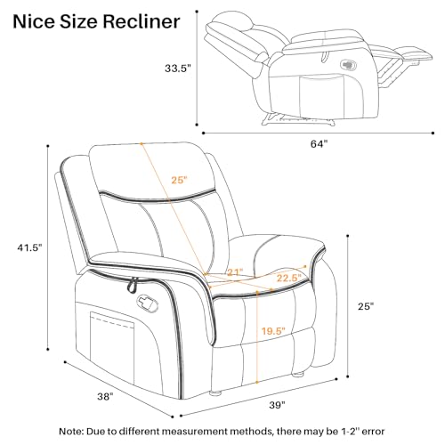 Massage Recliner Chair with Heated, Faux Leather Recliner Chairs for Adults