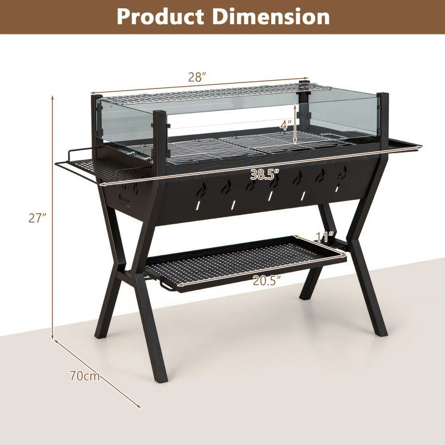 Versatile 3-in-1 Charcoal BBQ Grill - 29.0 - Grill like a pro with convenience and efficiency!