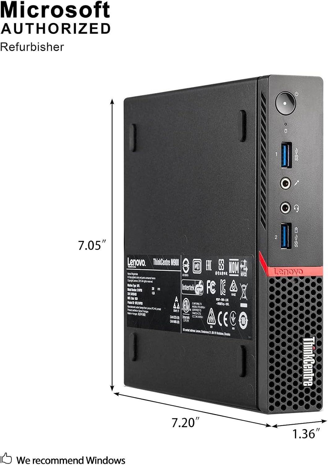 lenovo ThinkCentre M900 Tiny Desktop Micro Tower PC (Intel Core i5-6500T, 8 GB Ram, 256 GB SSD, USB 3.0, WiFi) Windows 10 Pro (Renewed)