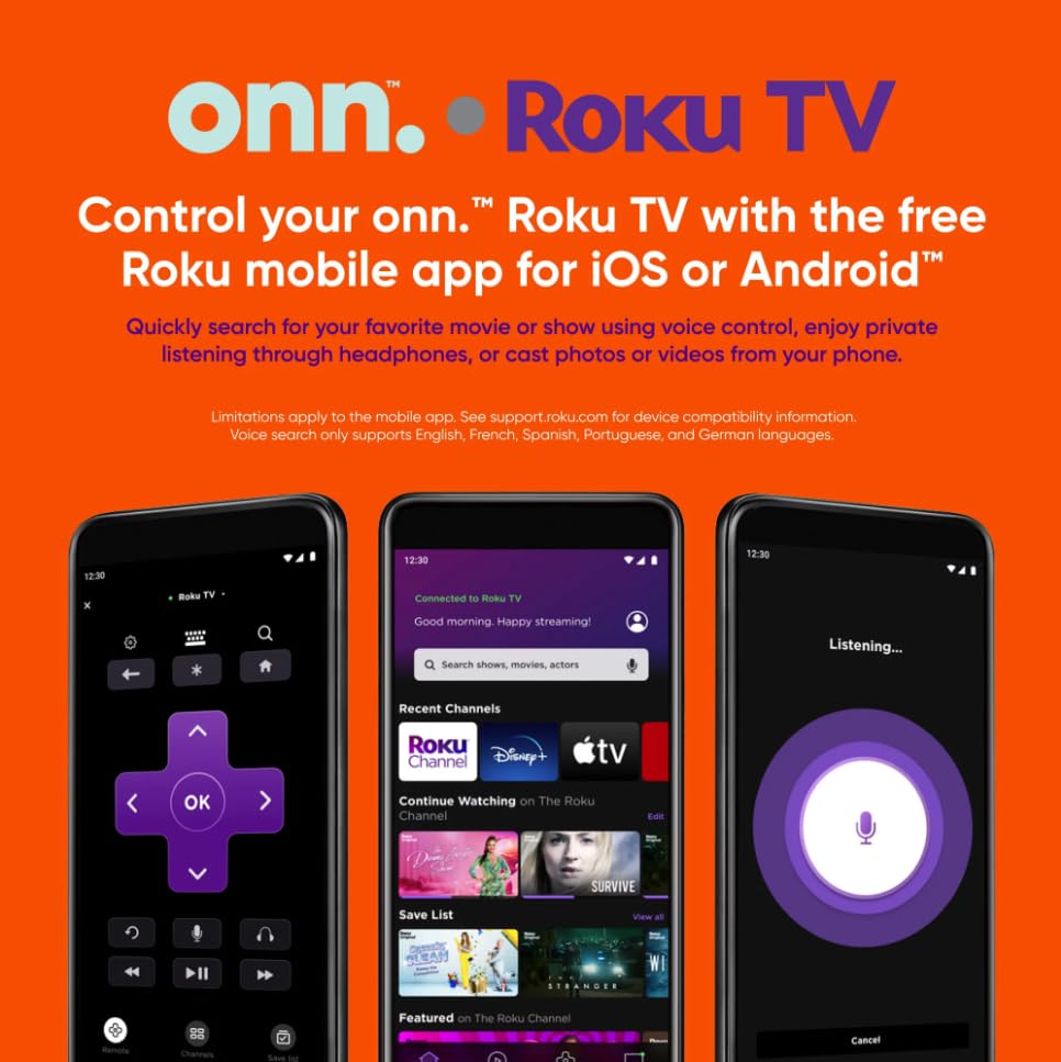 ONN 32-inch Roku Smart TV LED + Free Wall Mount with Wi-Fi Connectivity and Mobile App | Flat Screen TV Compatible with Apple Home Kit | Alexa and