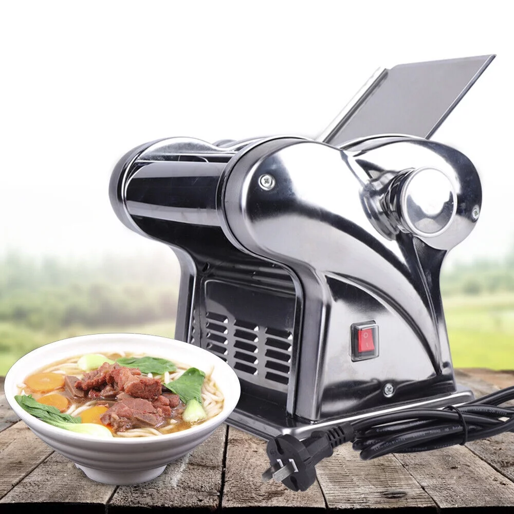 110V Pasta Maker Commercial Electric Pasta Machine 6-speed Adj Thickness Dumpling Dough Noodle Spaghetti Maker for Home W/Two Blades