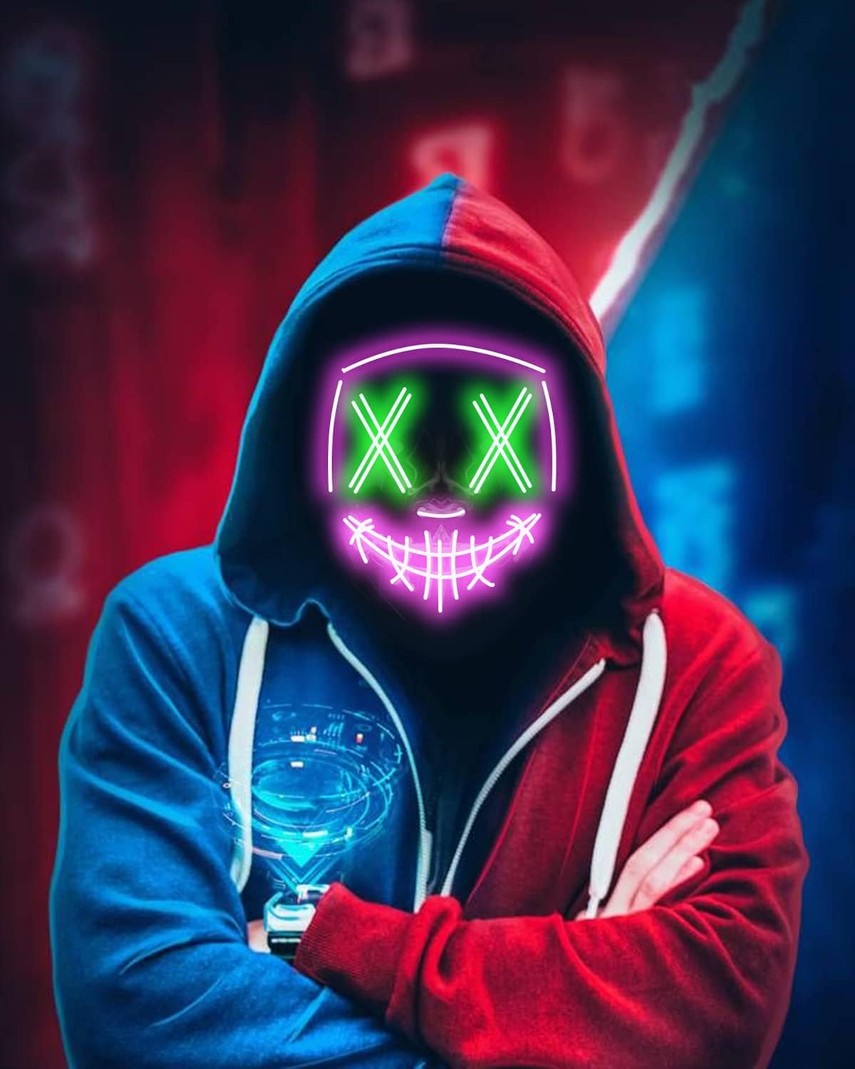 Depointer Halloween Scary Mask Cosplay Led Costume Mask EL Wire Light up Halloween Festival Party