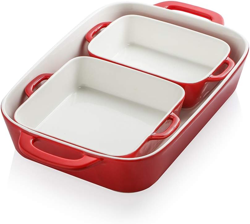SWEEJAR Ceramic Bakeware Set, Rectangular Baking Dish for Cooking, Kitchen, Cake Dinner, Banquet and Daily Use