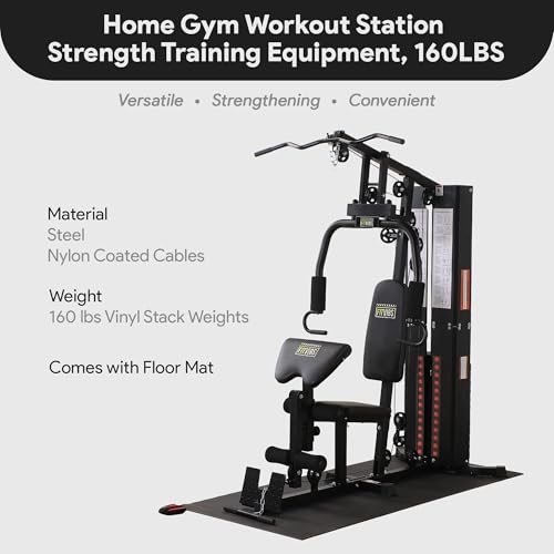 BalanceFrom Multifunctional Home Gym Workout Station with 160LBS Weight, Comes with Floor Mat Stack, Comes with Floor Mat