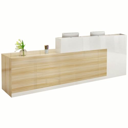 Reception Counter Desk, Modern Wooden Reception Desk With Counter - Lockable Drawers
