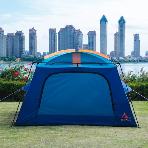KTT Extra Large Tent 10-12-14 Person(Style-B),Family Cabin Tents,2 Rooms,3 Doors and 3 Windows with Mesh,Straight Wall,Waterproof,Double Layer