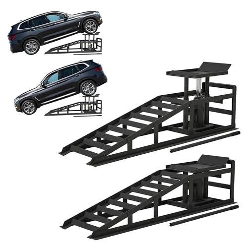 2 Pack Hydraulic Car Ramps 5T 10000lbs Low Profile Car Lift Service Ramps Truck Trailer Garage,Height Hydraulic Vehicle Ramps