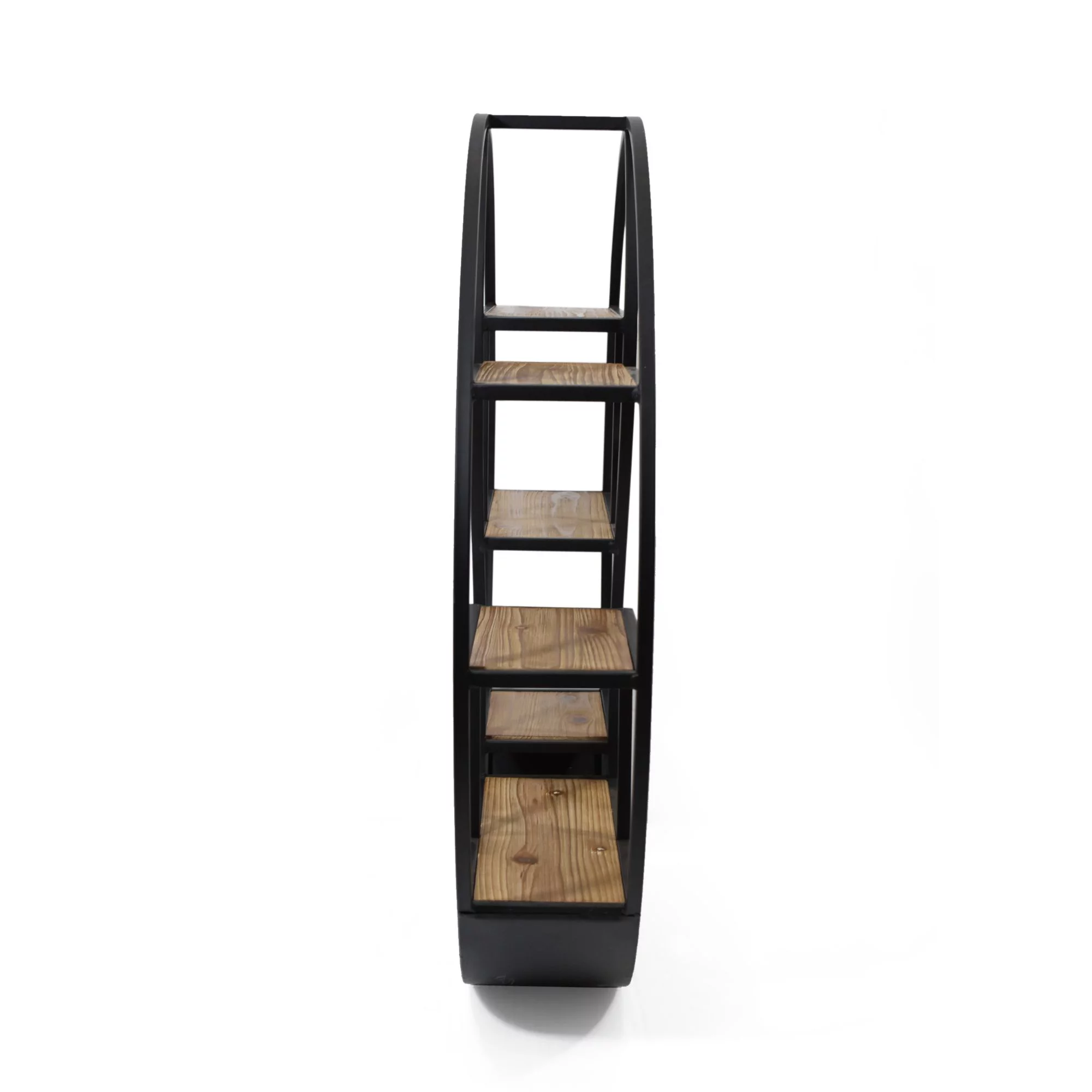 Noble House 34.25" Brown and Black Contemporary Round Hanging Wall Shelf