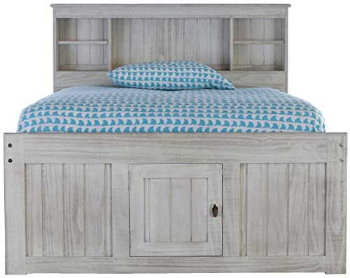 Discovery World Furniture White Full Bookcase Bed with 6 Drawers
