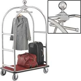 Best Value Silver Stainless Steel Bellman Cart Curved Uprights 6x22 Rubber Casters 985118SL