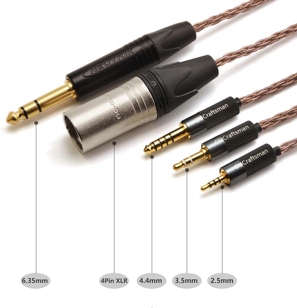 GUCraftsman 6N Single Crystal Copper Upgrade Headphones Cable 2.5mm/4.4mm Balance Headphone Upgrade Cable for Astell&Kern AKT1P AKT5P 2nd Focal