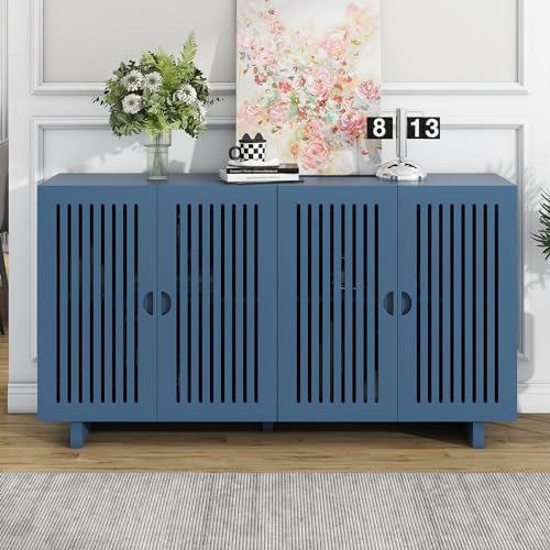 Storage Cabinet, 60" Buffet Cabinet with Storage, Wood Sideboard Cabinet with 2 Hollow Door and 2 Adjustable Shelves