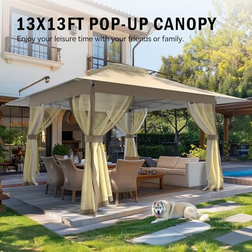 Outdoor Pop Up Gazebo 10x10 - Instant Canopy Tent with Mosquito Nettings