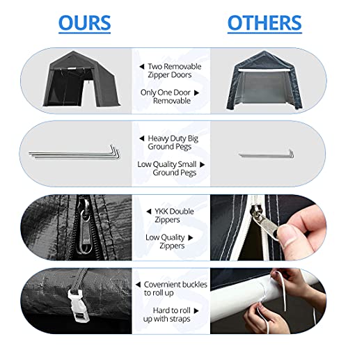 ADVANCE OUTDOOR 10x10 ft Heavy Duty Outdoor Patio Portable Canopy Storage Shelter Shed Carport with 2 Roll up Zipper Doors & Vents for Snowmobile