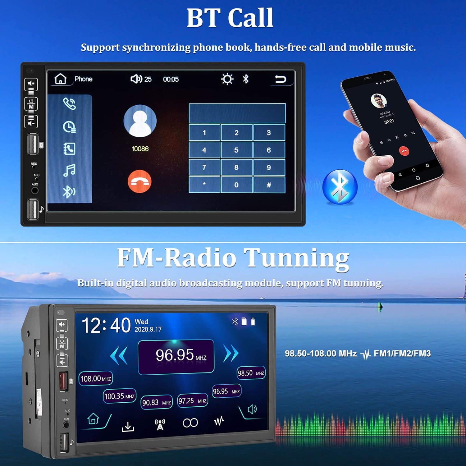Double Din Car Stereo with CarPlay Android Auto