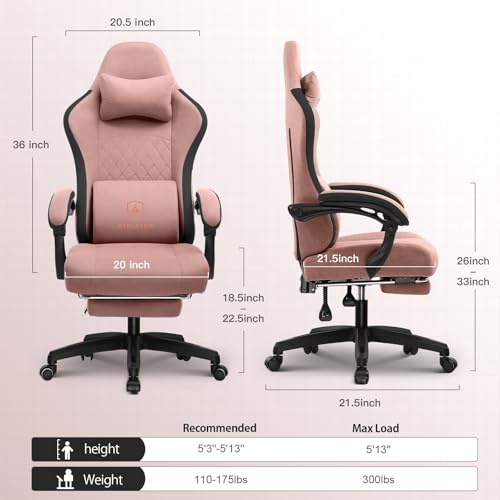 GTPLAYER Gaming Chair, Computer Office Chair with Pocket Spring Cushion, Linkage Armrests and Footrest