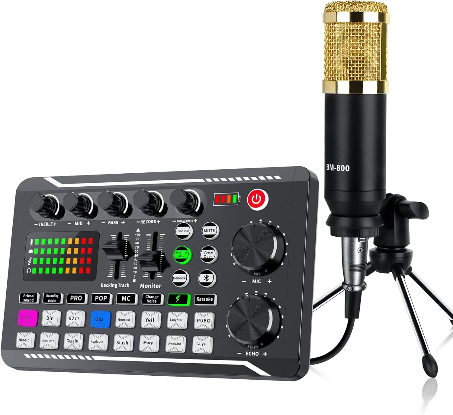 Podcast Equipment Bundle, Audio Interface with DJ Mixer and Sound Mixer